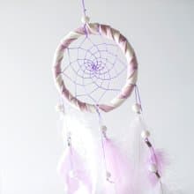 捕夢網材料包 8cm - 雙色-白+淺紫色 (飄逸版) - 交換禮物