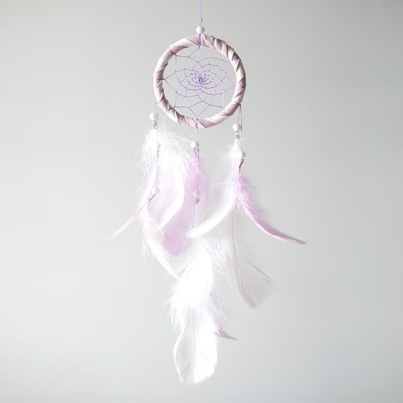 捕夢網材料包 8cm - 雙色-白+淺紫色 (飄逸版) - 交換禮物