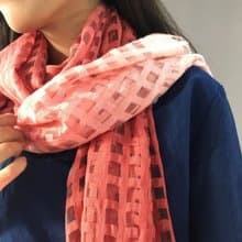 卓也藍染-植物染格紋縲縈圍巾