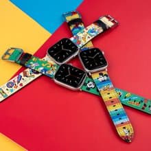 迪士尼米奇老鼠十字壓紋牛皮革Apple Watch真皮錶帶Series 1-8,SE