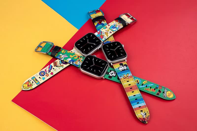 迪士尼米奇老鼠十字壓紋牛皮革Apple Watch真皮錶帶Series 1-8,SE