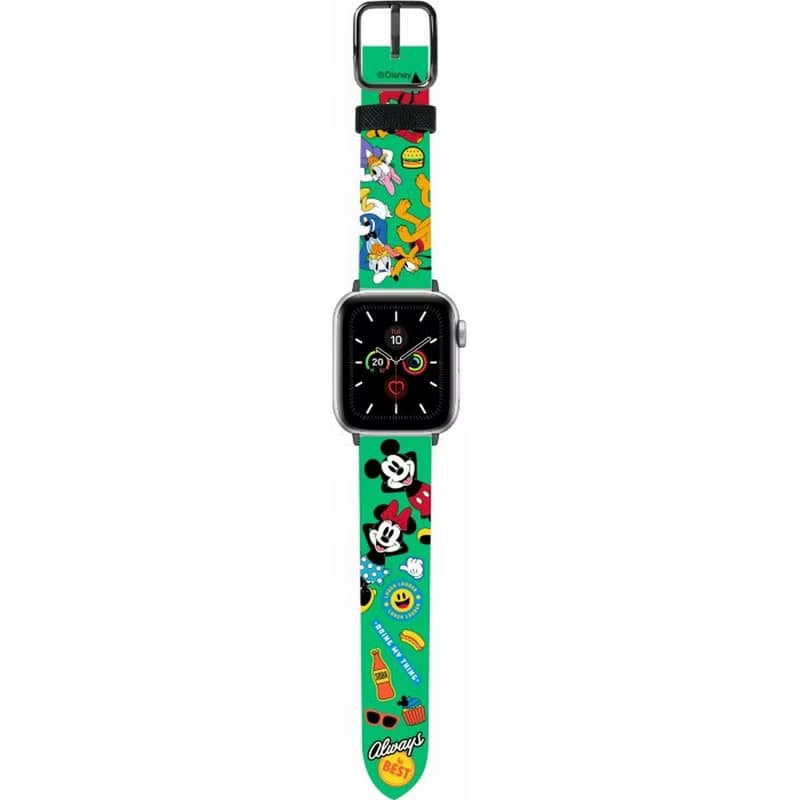 迪士尼米奇老鼠十字壓紋牛皮革Apple Watch真皮錶帶Series 1-8,SE