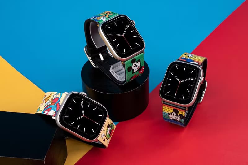迪士尼米奇老鼠十字壓紋牛皮革Apple Watch真皮錶帶Series 1-8,SE