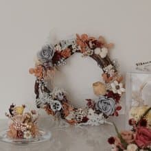 【聖誕禮盒】xuli.96 銀色聖誕 永生花花圈