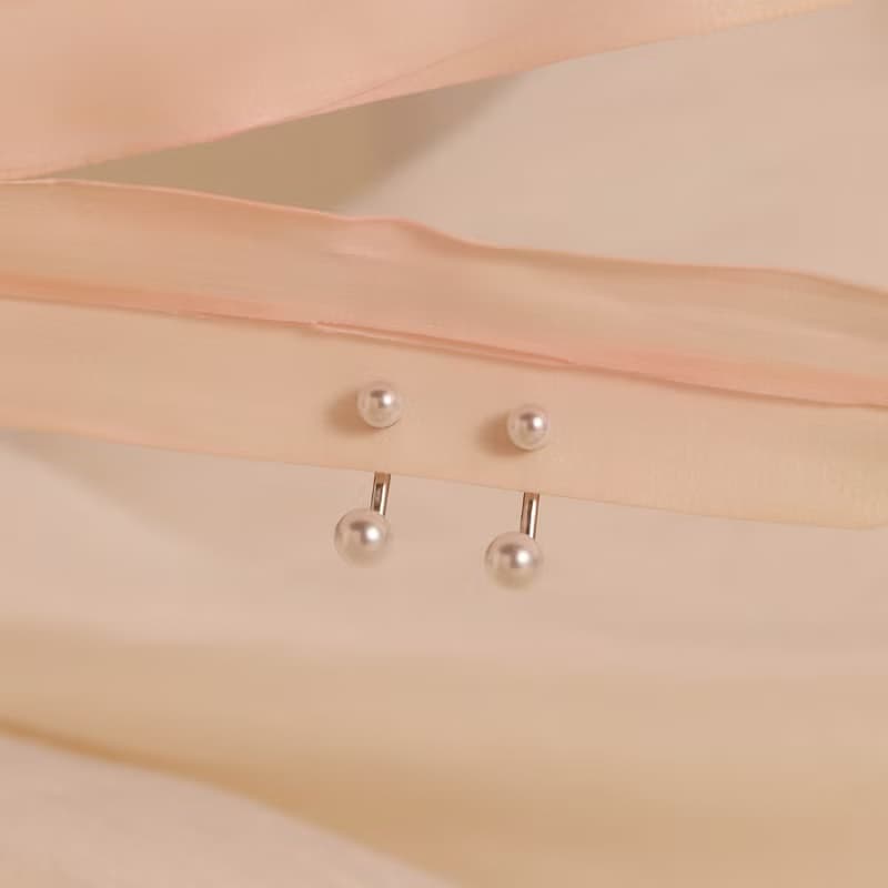 s925銀珍珠耳釘 精美小巧 後掛式珍珠耳飾 一式兩戴 抗過敏