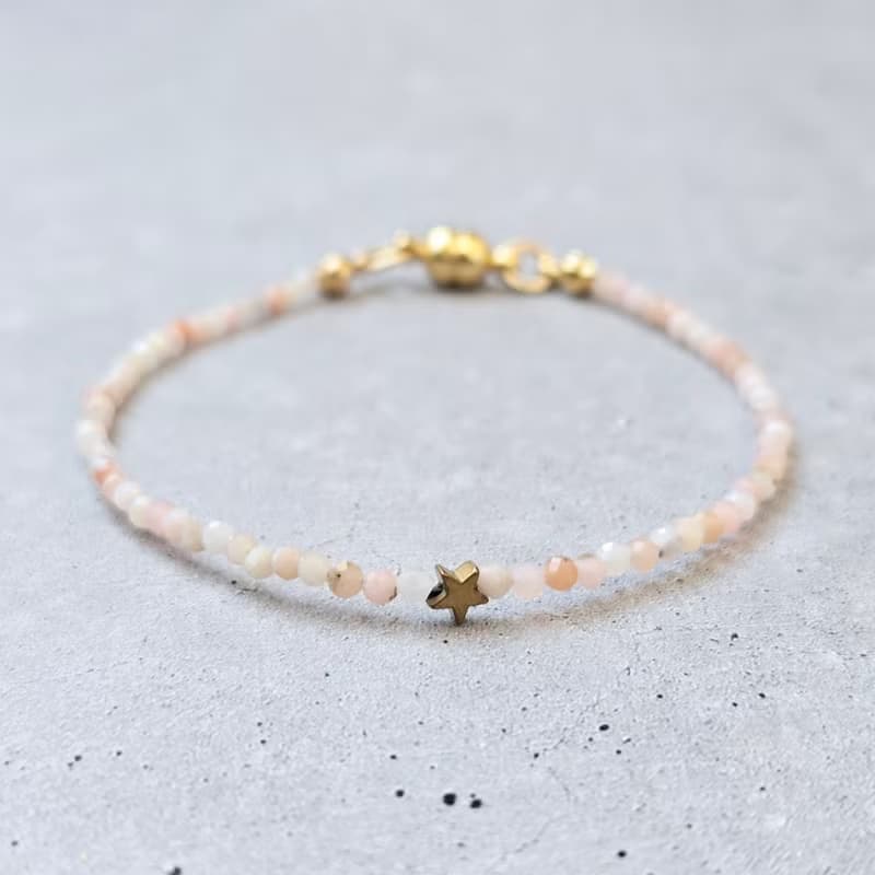 【日本製】ピンクオパール ブレスレット –  マグネット留め具 / 金属アレルギー対応