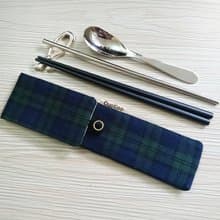 環保餐具收納袋 餐具套 蘇格蘭格紋 雙層筷袋