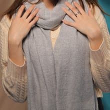 【厚款】喀什米爾羊毛圍巾/披肩 淺灰斜紋 加厚款 手工編織