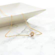 Necklace/14KGF Round CZ Necklace/ 項鍊 時尚 简单