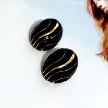 vintage jewelry  JAY 琺瑯流金線 夾式耳環