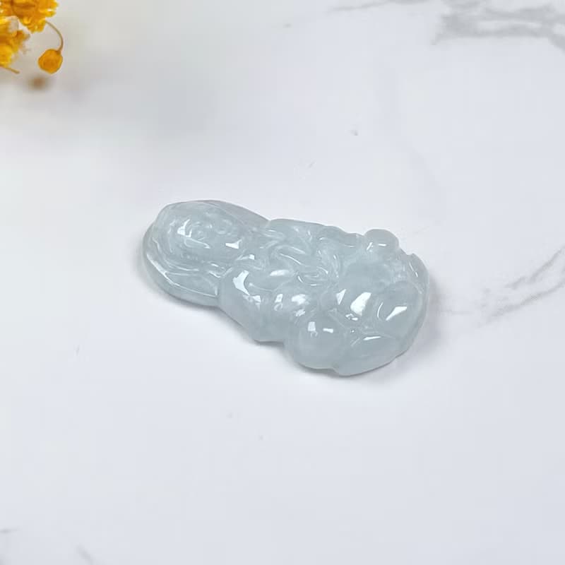 白翡翡翠寶瓶觀音菩薩項鍊 | 天然緬甸玉翡翠A貨 | 送禮
