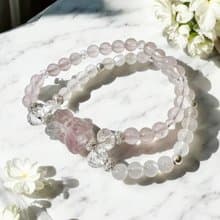 好事連連 並蒂蓮螢石 藍月光粉晶雙層手鍊手串水晶 愛情人緣開運