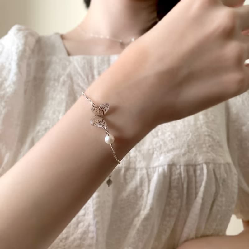 大白斑蝶 項鍊 戒指 手鍊 樹脂 組合 銀飾 禮盒 禮物 蝴蝶 情人節