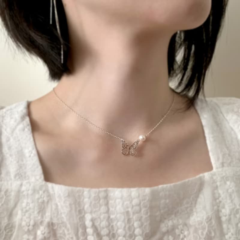 大白斑蝶 項鍊 戒指 手鍊 樹脂 組合 銀飾 禮盒 禮物 蝴蝶 情人節