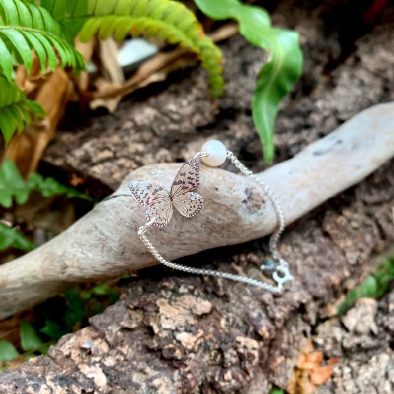 大白斑蝶 項鍊 戒指 手鍊 樹脂 組合 銀飾 禮盒 禮物 蝴蝶 情人節