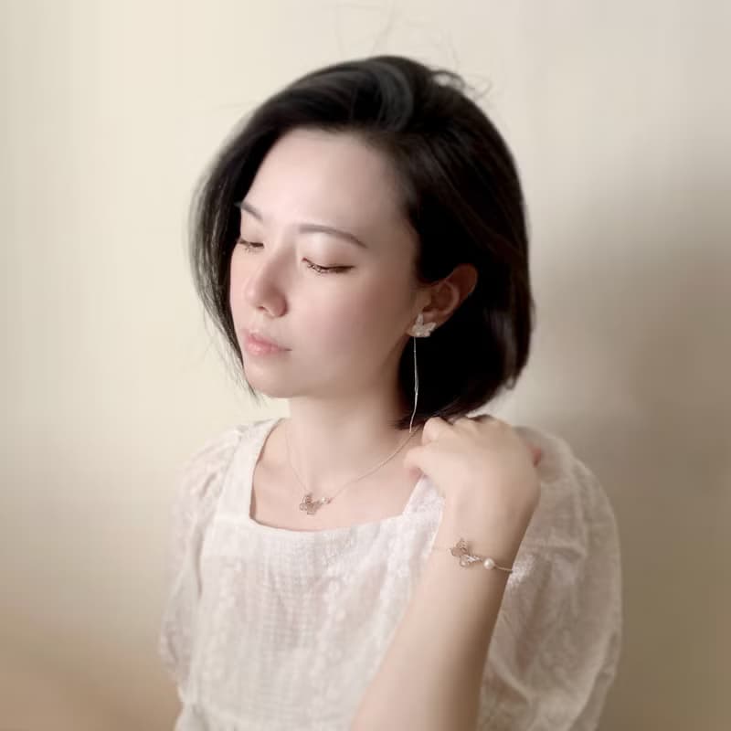 大白斑蝶 項鍊 戒指 手鍊 樹脂 組合 銀飾 禮盒 禮物 蝴蝶 情人節