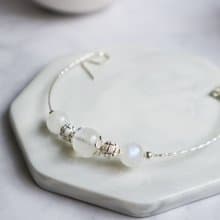 【Moon Series】原創DIY手環 藍月光石 月亮石925純銀手鍊