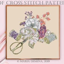 Sewing Tools Bouquet PDF cross stitch pattern