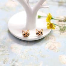 Bengal cat Earrings, Cat Stud Earrings, cat sculpture, cat lover gifts
