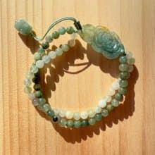 Handmade Jade Bracelet - Forest Green Rose Semi-Bangle Bracelet