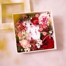 【英式莊園】 乾燥花 永生花盒 婚禮戒盒 / 天然水晶耳環 K金項鍊