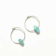 │簡約│天河石 • 細圈 • 純銀耳環