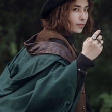 蒸汽朋克 中土風復古 奇幻墨綠法師巫師袍子/連帽斗篷