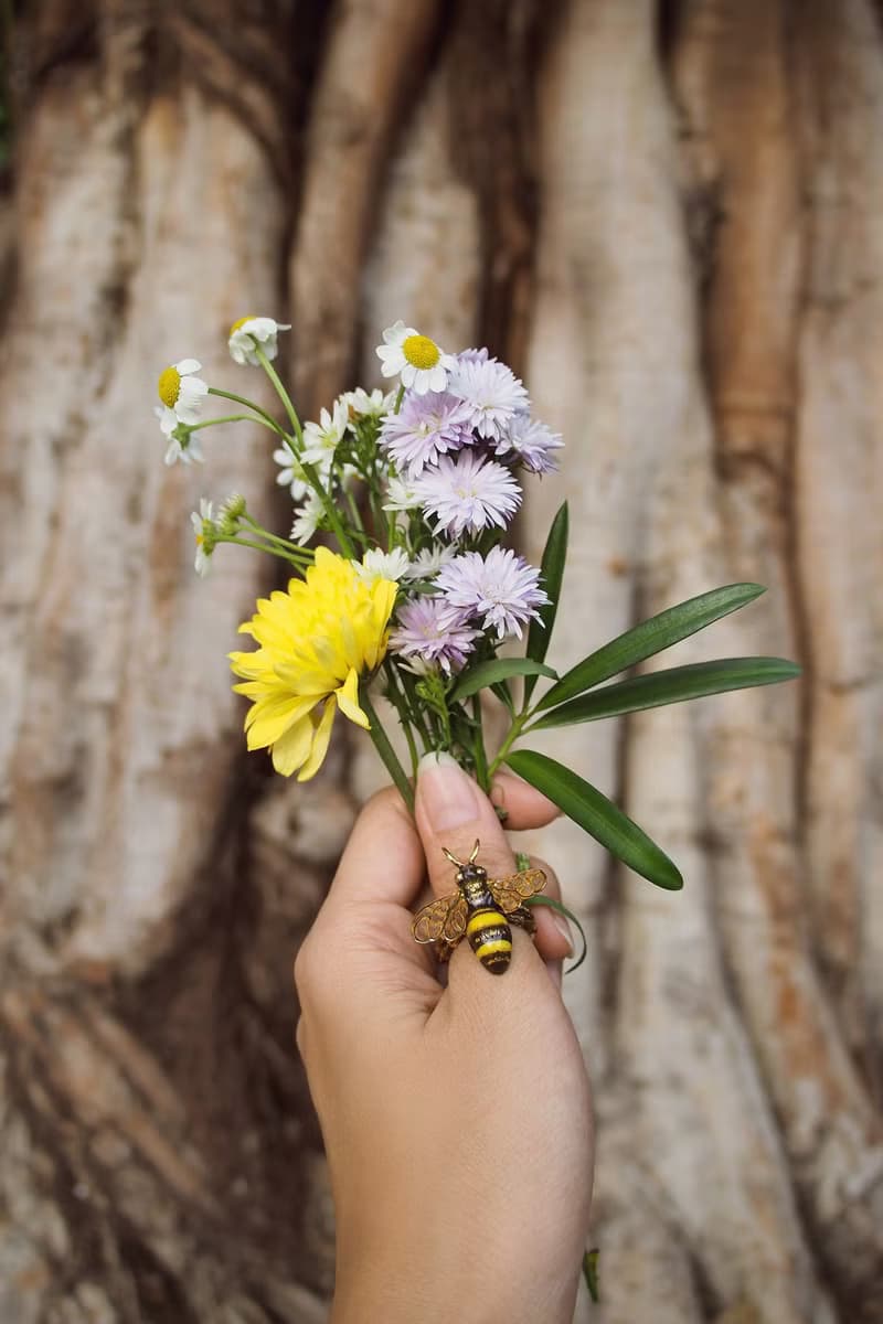 Bee Honey Bee Ring, Enamel Ring, Handmade jewelry,Gift for her.