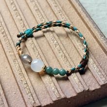 瑤澈 / 荔枝凍瑪瑙 藍水翡翠 編繩 手鍊