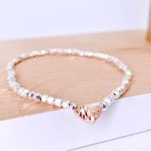 純銀 愛心 S925 玫瑰金 銀珠手鍊