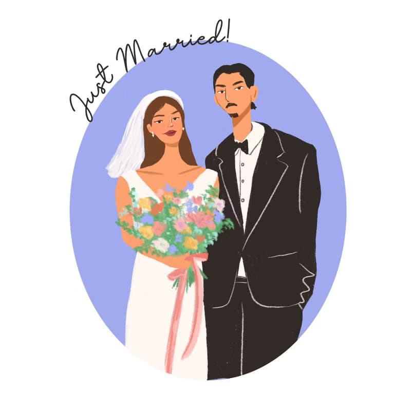 【數位】【時尚插畫 似顏繪】美式風格 婚紗/婚禮/情侶/生日禮物/紀/