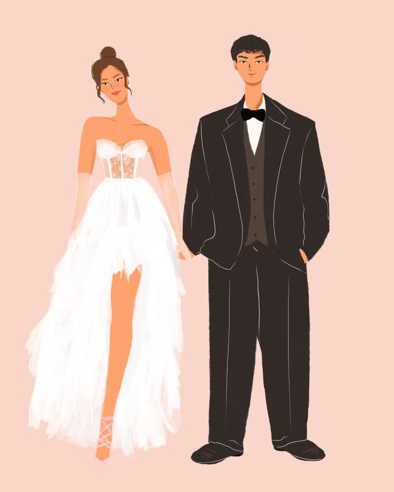 【數位】【時尚插畫 似顏繪】美式風格 婚紗/婚禮/情侶/生日禮物/紀/
