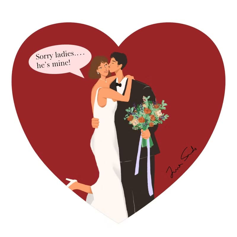 【數位】【時尚插畫 似顏繪】美式風格 婚紗/婚禮/情侶/生日禮物/紀/