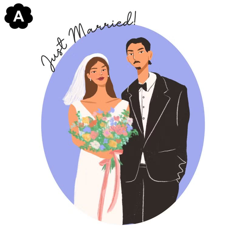 【數位】【時尚插畫 似顏繪】美式風格 婚紗/婚禮/情侶/生日禮物/紀/