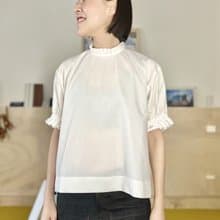 百折小立領澎袖上衣
