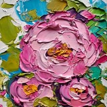 Pink Roses Oil Painting Flowers Impasto Artwork