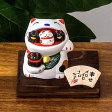 日本龍虎作幸福大嘴親子貓 開運招福招財貓 陶瓷創意擺件生日禮物