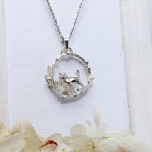 貓奴 生日 週年 愛情 情人節禮物 手工訂作 純銀花圈走路貓項鍊