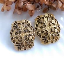 Vintage Jewelry 西洋古董飾品繁複 雕紋蕾絲新藝術風格 夾式耳環