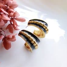 Vintage Jewelry 西洋古董飾品 MONET 摩登C圈 厚實 針式耳環