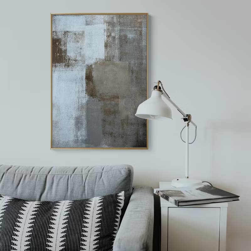 棕白色塊 – 漸漸/臥室掛畫/家居佈置/抽象畫/複製畫/北歐掛畫
