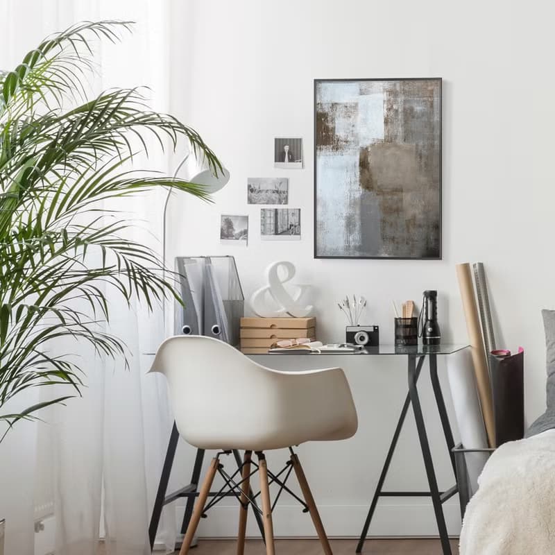 棕白色塊 – 漸漸/臥室掛畫/家居佈置/抽象畫/複製畫/北歐掛畫