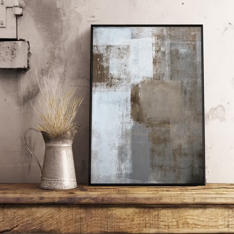 棕白色塊 – 漸漸/臥室掛畫/家居佈置/抽象畫/複製畫/北歐掛畫