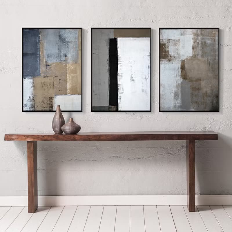 棕白色塊 – 漸漸/臥室掛畫/家居佈置/抽象畫/複製畫/北歐掛畫