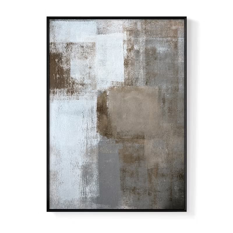 棕白色塊 – 漸漸/臥室掛畫/家居佈置/抽象畫/複製畫/北歐掛畫
