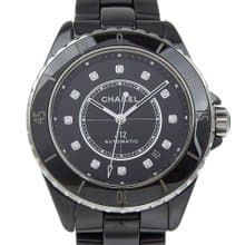 【日本直送】シャネル CHANEL J12 腕時計 12Pダイヤ cal.12.1 H5702 セラミック 自動巻き アナログ表示 ブラック文字盤【中古】