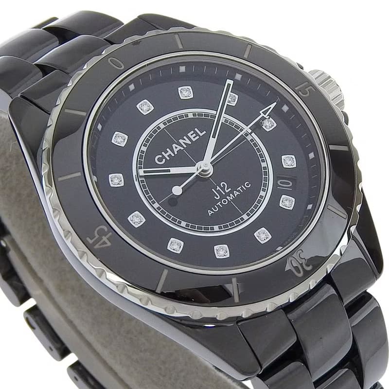【日本直送】シャネル CHANEL J12 腕時計 12Pダイヤ cal.12.1 H5702 セラミック 自動巻き アナログ表示 ブラック文字盤【中古】