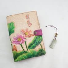 荷花手作植鞣皮革A5六孔活頁筆記本筆記