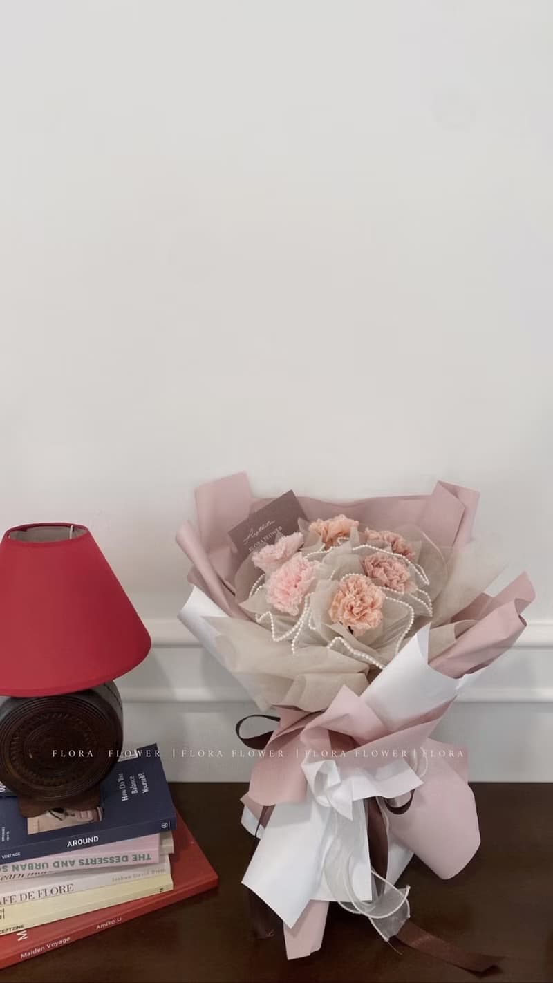 Flora Flower永生康乃馨花束-裸粉色系