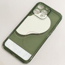 iPhone 15全包透明橄欖綠|抽象不規則粉黃色大理石圖案|防摔軟手